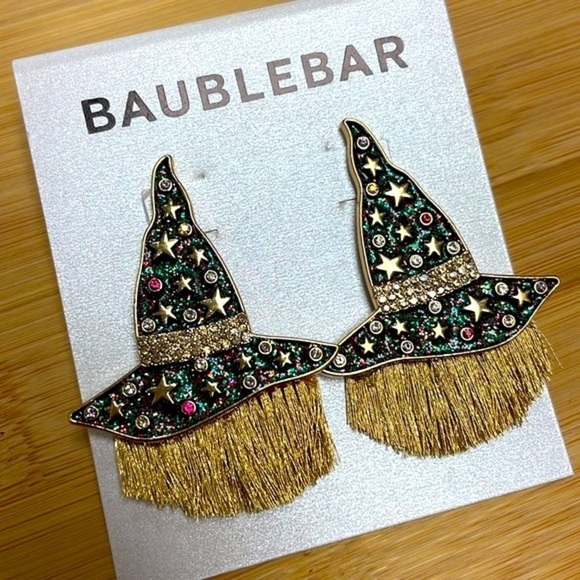 Brand New BaubleBar Witch Hat w/ Hair Crystals Stars Post Earrings Halloween - Picture 6 of 14